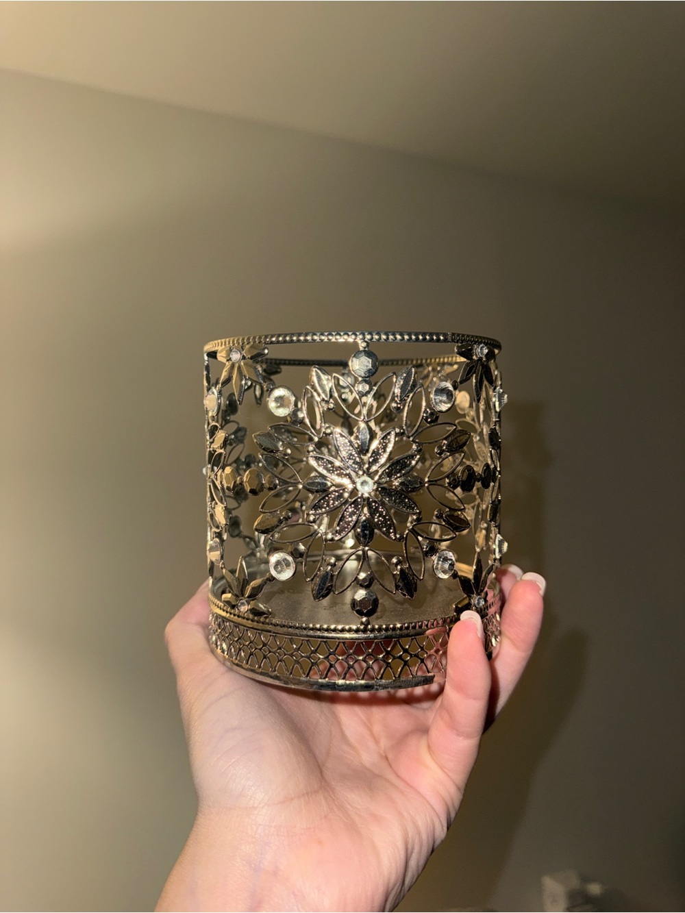 Bath & Body Works Silver Crystal Candle Holder